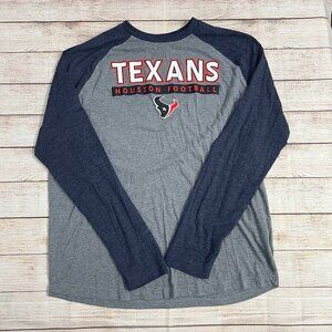 Houston Texans NFL Raglan Long‎ Sleeve T-Shirt Men's XL Gray Navy Fanatics